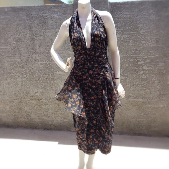 ASOS DESIGN button through ruched dress with soft ruffle - Picture 4 of 11